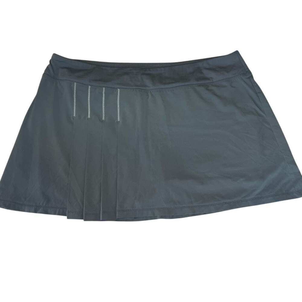 Athleta Womens Gray Pleated Active Skort Size L Tennis Golf Running Shorts Skirt